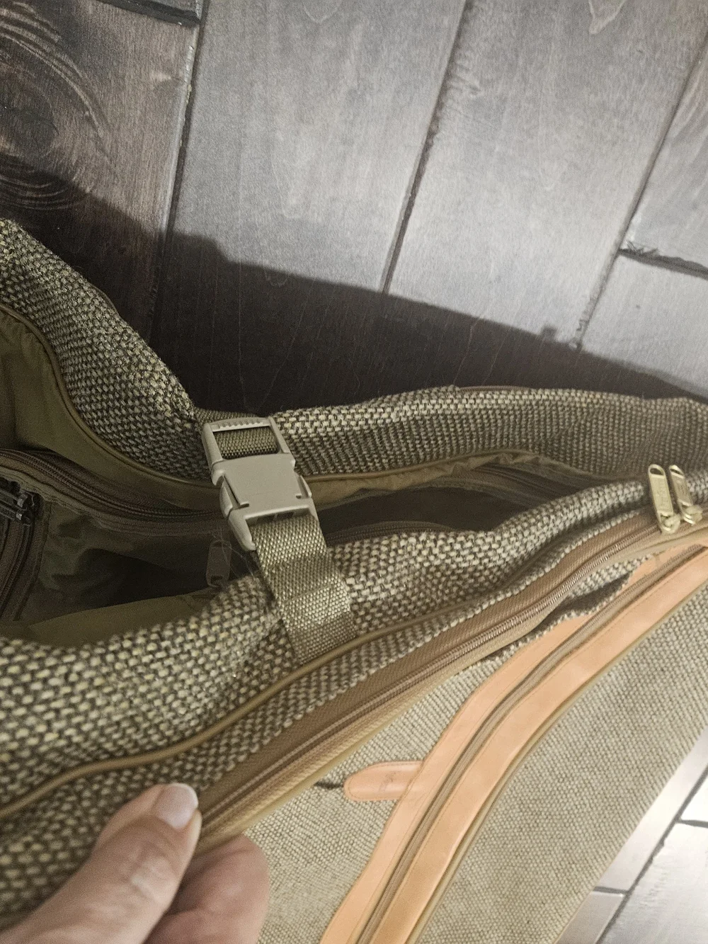 Men's Vintage Hartman Tweed Travel Garment Bag with Tan Leather Trim
